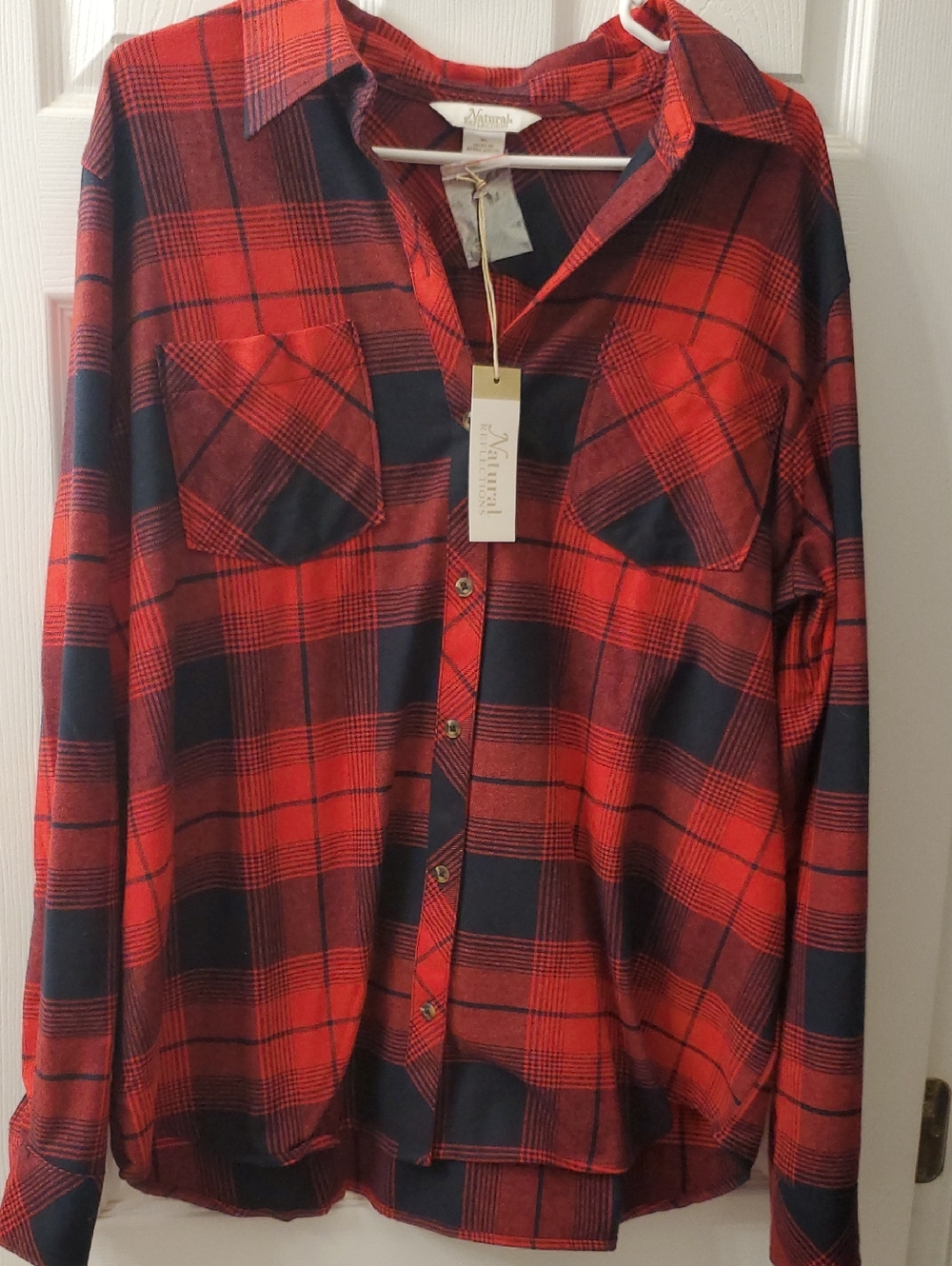 Women's Red & Black Plaid Button-Up Shirt